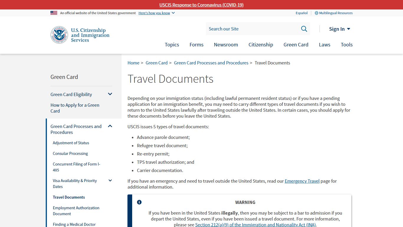 Travel Documents | USCIS